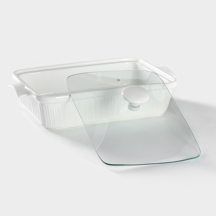 Мармит из жаропрочной керамики прямоугольный Magistro «Бланш», 2 л, 31×19×11 см Мармит из жаропрочной керамики прямоугольный Magistro «Бланш», 2 л, 31×19×11 см