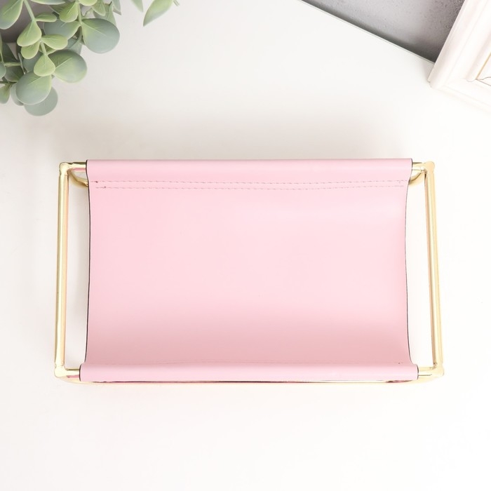 Подставка для мелочей металл, кожзам Подставка для мелочей металл, кожзам "Сканди" бледно-розовая 21х12х5 см