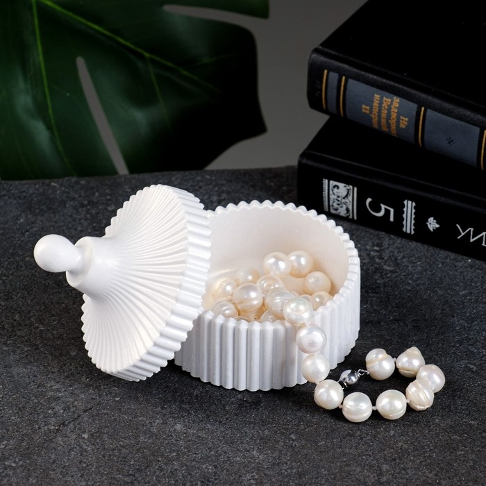 Шкатулка Шкатулка "Элегия" круглая, перламутр, 8х8х8см