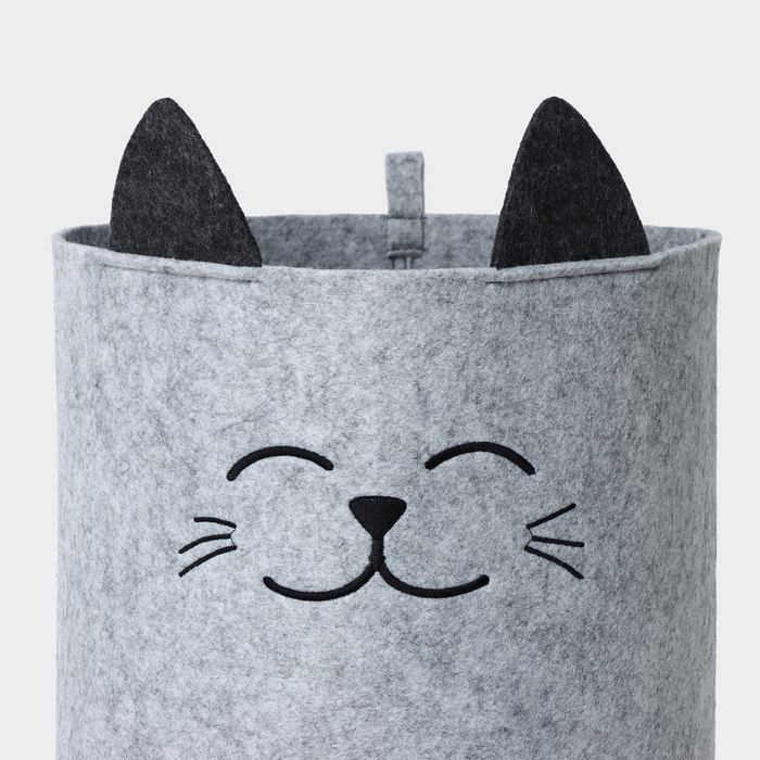 Корзина для хранения Funny «Котик», цвет серый
