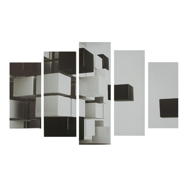 Картина модульная на подрамнике  Картина модульная на подрамнике "3D квадраты" 2-25х52, 2-25х66,5, 1-25х80, 80*140 см
