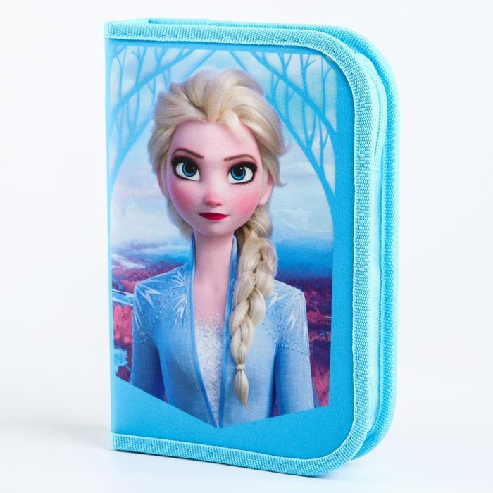 Пенал каркасный, 1 секция, 140х210х40 мм, откидной карман, тканевый, Холодное сердце Пенал каркасный, 1 секция, 140х210х40 мм, откидной карман, тканевый, Холодное сердце