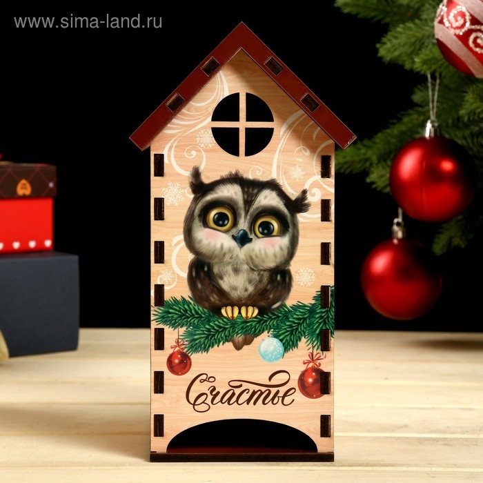 Новогодний чайный домик  Новогодний чайный домик "Сова. Счастье" 20х10,5х9.5 см