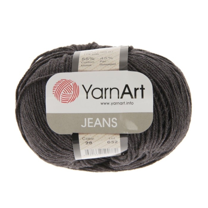 Пряжа Пряжа "Jeans" 55% хлопок, 45% акрил 160м/50гр (28 антрацит)