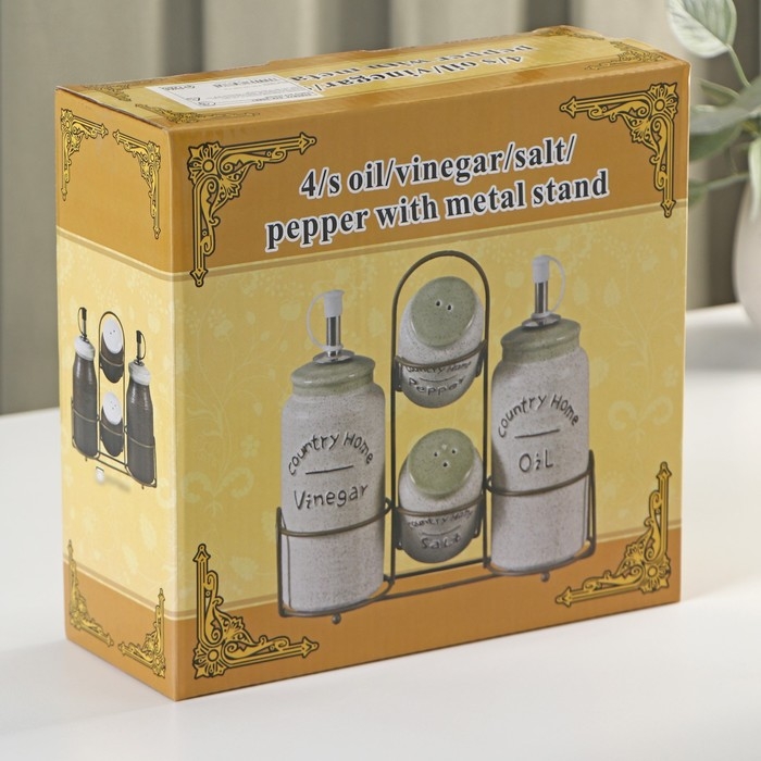 Набор керамический для специй и масел «Домик в деревне», 4 предмета: солонка 115 мл, перечница 115 мл, бутыль для масла 350 мл, бутыль для уксуса 350 мл Набор керамический для специй и масел «Домик в деревне», 4 предмета: солонка 115 мл, перечница 115 мл, бутыль для масла 350 мл, бутыль для уксуса 350 мл