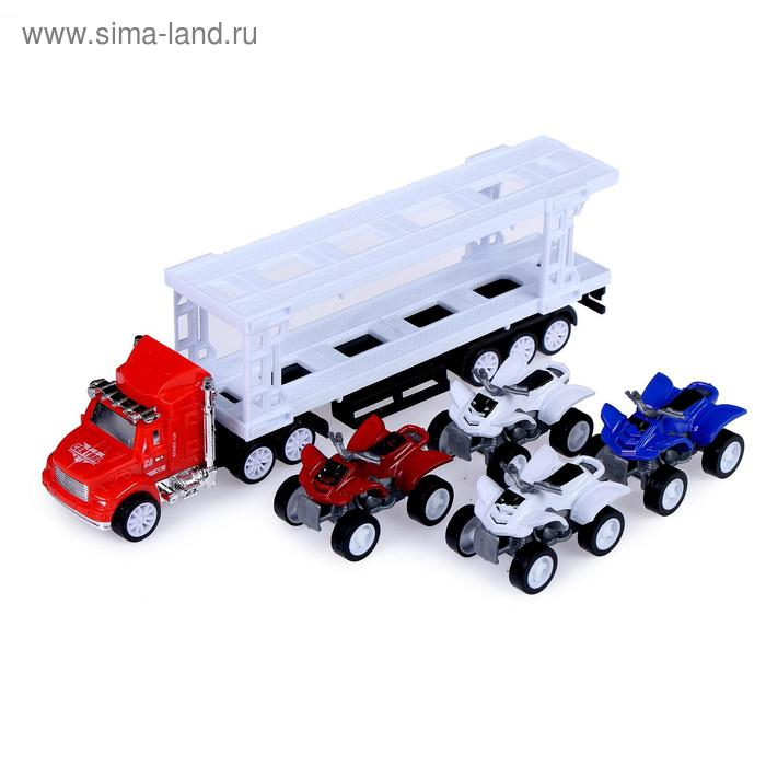 Грузовик инерционный &laquo;Автовоз&raquo;, с 4 квадроциклами, МИКС