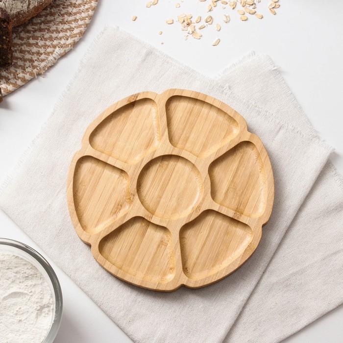 Менажница Доляна «Соты», 19×19×1,3 см, бамбук Менажница Доляна «Соты», 19×19×1,3 см, бамбук