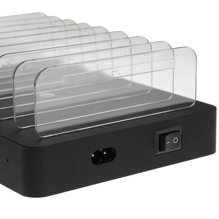Зарядная станция X6, 8 USB, 2.4 А, 96 W, с раздельным хранением устройств, чёрная