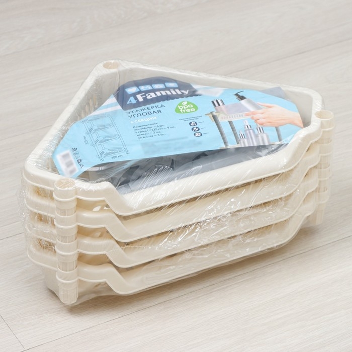 Этажерка угловая 4-х секционная, на колёсиках, цвет МИКС Этажерка угловая 4-х секционная, на колёсиках, цвет МИКС