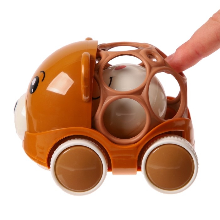 Машинка - погремушка «Мишка», с эластичными элементами, Крошка Я Машинка - погремушка «Мишка», с эластичными элементами, Крошка Я