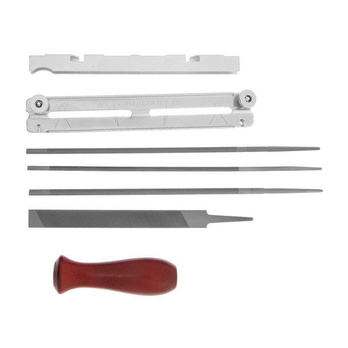 Набор для заточки цепей пил ТУНДРА, сталь ШХ15, шаг 1/4-0.325-3/8 Набор для заточки цепей пил ТУНДРА, сталь ШХ15, шаг 1/4-0.325-3/8", d=4.0-4.8-5.5 мм, плашки   93788