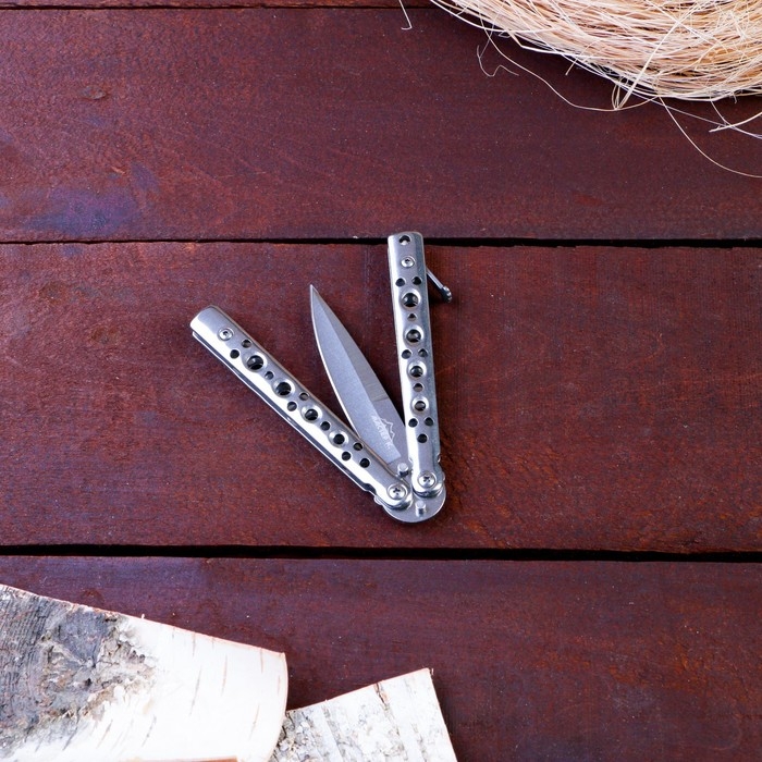 Нож-бабочка Нож-бабочка "Серебро" 15,7см, клинок 69мм/1мм, серебристый