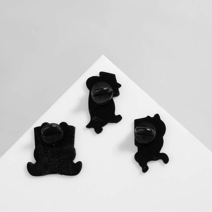 Набор значков (3 шт.) «Комиксы» с животными, цвет чёрно-белый в чёрном металле Набор значков (3 шт.) «Комиксы» с животными, цвет чёрно-белый в чёрном металле