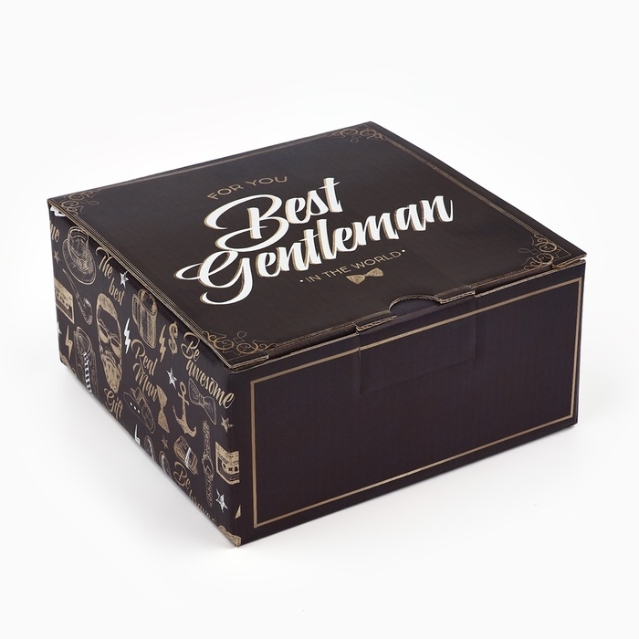 Коробка подарочная сборная, упаковка, «Джентльмену», 15 х 15 х 7 см Коробка подарочная сборная, упаковка, «Джентльмену», 15 х 15 х 7 см
