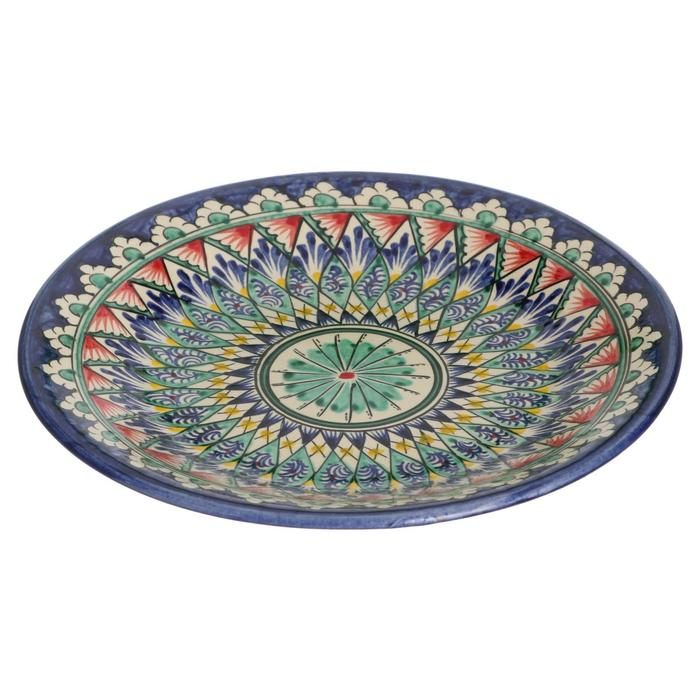 Ляган Риштанская Керамика  Ляган Риштанская Керамика "Узоры", 28 см, синий