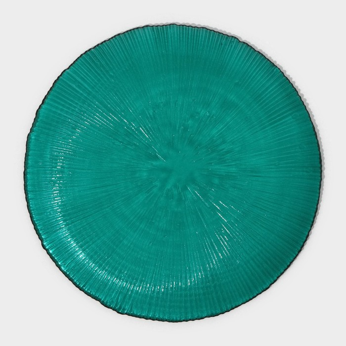 Тарелка стеклянная «Фейерверк», d=20,5 см, цвет изумрудный Тарелка стеклянная «Фейерверк», d=20,5 см, цвет изумрудный