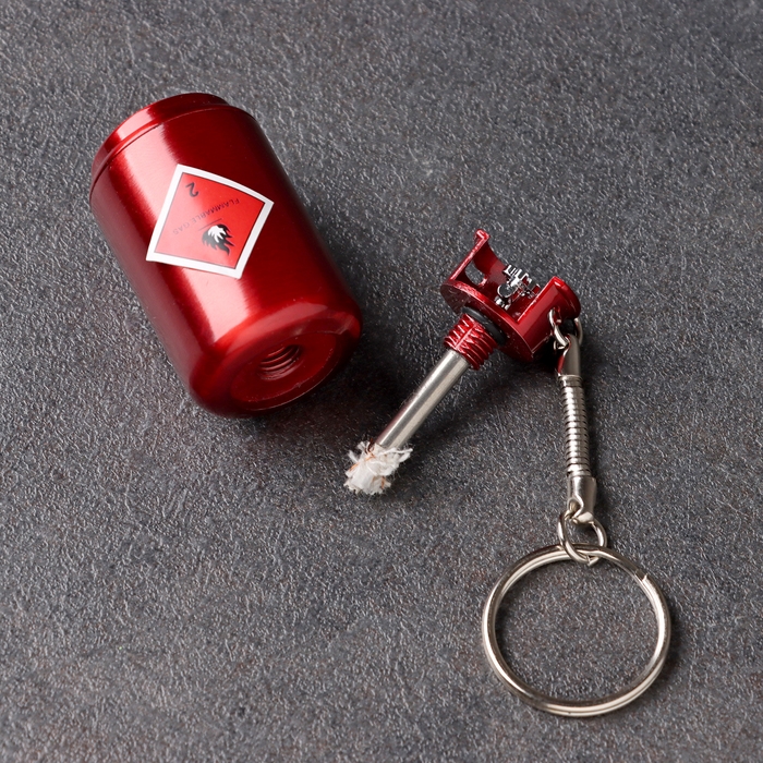 Вечная спичка "Баллон" туристическая, с кольцом, красная