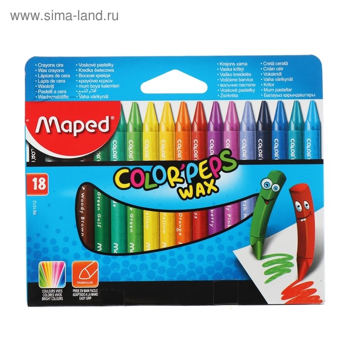 Мелки восковые 18 цветов, Maped Color Peps Wax Мелки восковые 18 цветов, Maped Color Peps Wax