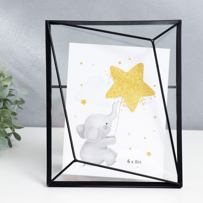 Фоторамка металл на 1 фото 15х20 см  Фоторамка металл на 1 фото 15х20 см "Лофт. Преломление углов" чёрная 25х20х5 см