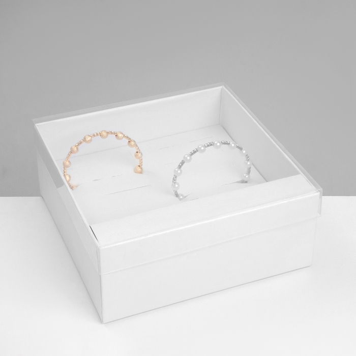 Подставка для украшений «Шкатулка» 12 мест, 14,5×14,5×6 см, цвет белый Подставка для украшений «Шкатулка» 12 мест, 14,5×14,5×6 см, цвет белый