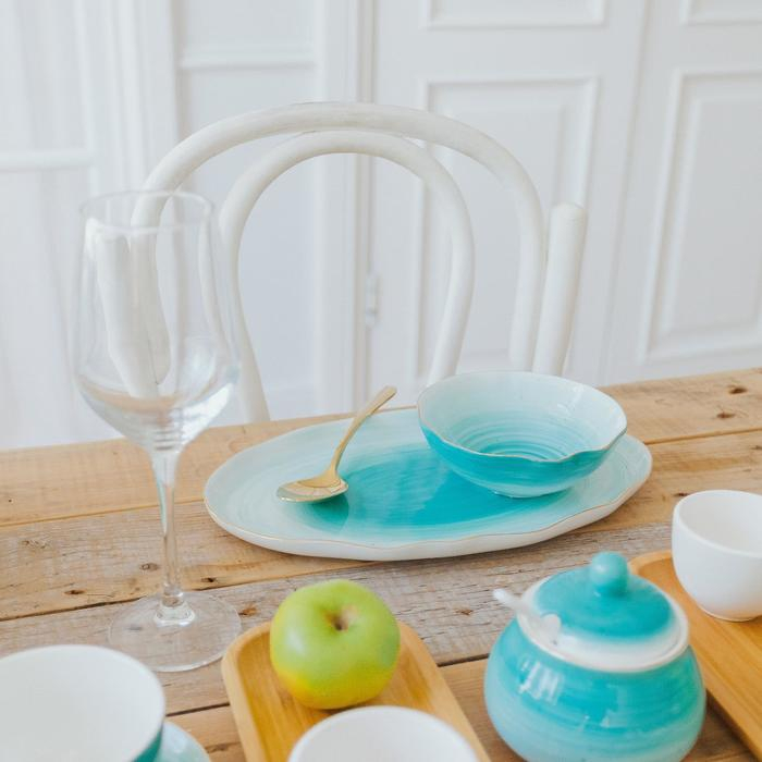 Салатник фарфоровый Доляна «Млечный путь», 400 мл, d=13,5 см, цвет бирюзовый