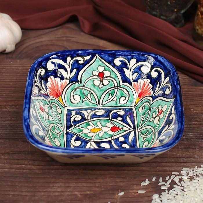 Салатница Риштанская Керамика Салатница Риштанская Керамика "Цветы", 14 см, микс