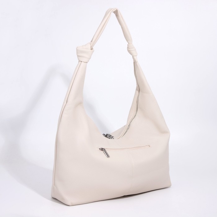 Сумка-хобо на молнии, цвет белый Сумка-хобо на молнии, цвет белый