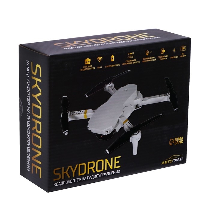 Квадрокоптер на радиоуправлении SKYDRONE, камера 1080P, барометр,Wi-Fi, 2 аккумулятора, цвет белый Квадрокоптер на радиоуправлении SKYDRONE, камера 1080P, барометр,Wi-Fi, 2 аккумулятора, цвет белый