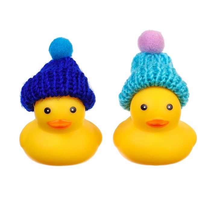 Набор резиновых игрушек для ванны «Уточки в шапке», 4 см, с пищалкой, 2 шт., Крошка Я Набор резиновых игрушек для ванны «Уточки в шапке», 4 см, с пищалкой, 2 шт., Крошка Я