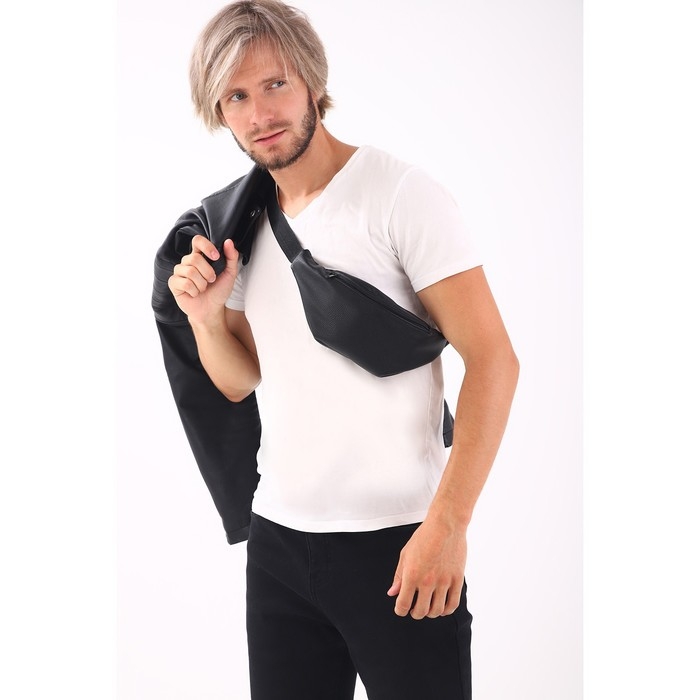 Поясная сумка на молнии TEXTURA, цвет чёрный Поясная сумка на молнии TEXTURA, цвет чёрный