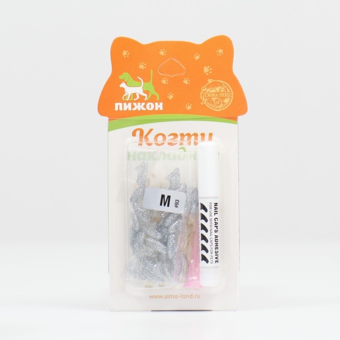 Когти накладные Когти накладные "Антицарапки" (40 шт), размер M, серебряные с блестками