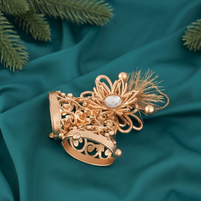 Украшение ёлочное Украшение ёлочное "Колокольчик с цветком" 11х10 см, золото