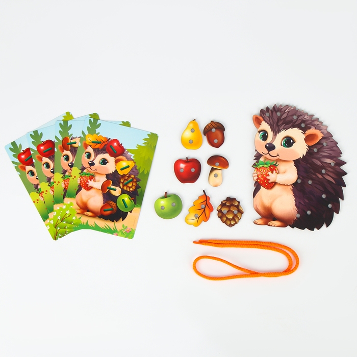 Шнуровка деревянная развивающая для малышей «Весёлый ёжик» Шнуровка деревянная развивающая для малышей «Весёлый ёжик»