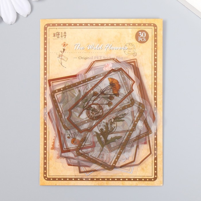 Наклейки для творчества "Теги - Дикие цветы" набор 30 шт 0,2х8х11 см