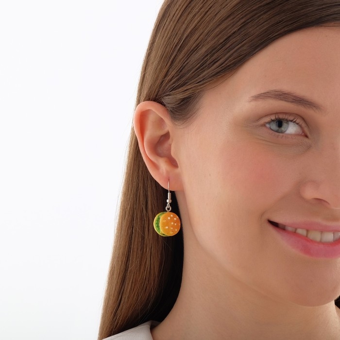 Серьги пластик «Вкусности» бургер, цвет жёлто-зелёный Серьги пластик «Вкусности» бургер, цвет жёлто-зелёный