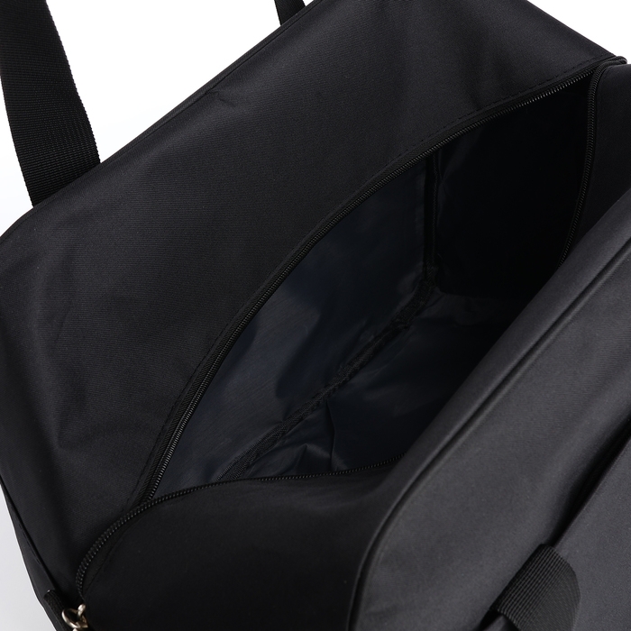 Сумка дорожная на молнии, наружный карман длинный ремень, цвет чёрный Сумка дорожная на молнии, наружный карман длинный ремень, цвет чёрный