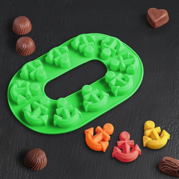 Форма для шоколада Доляна «Якорь», силикон, 20,5×13,5×1 см, 10 ячеек, цвет МИКС Форма для шоколада Доляна «Якорь», силикон, 20,5×13,5×1 см, 10 ячеек, цвет МИКС