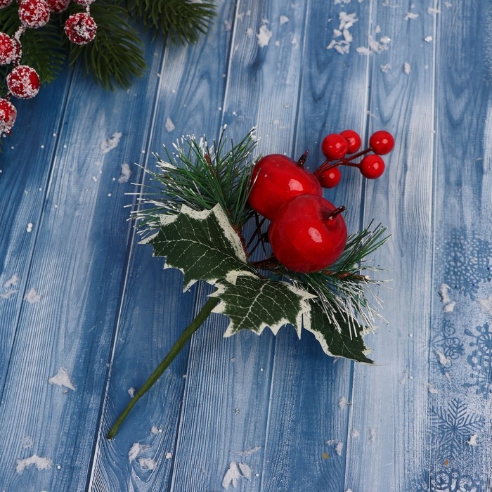 Декор  Декор "Зимние грезы" яблоки снежные еловые веточки шишки, 16 см