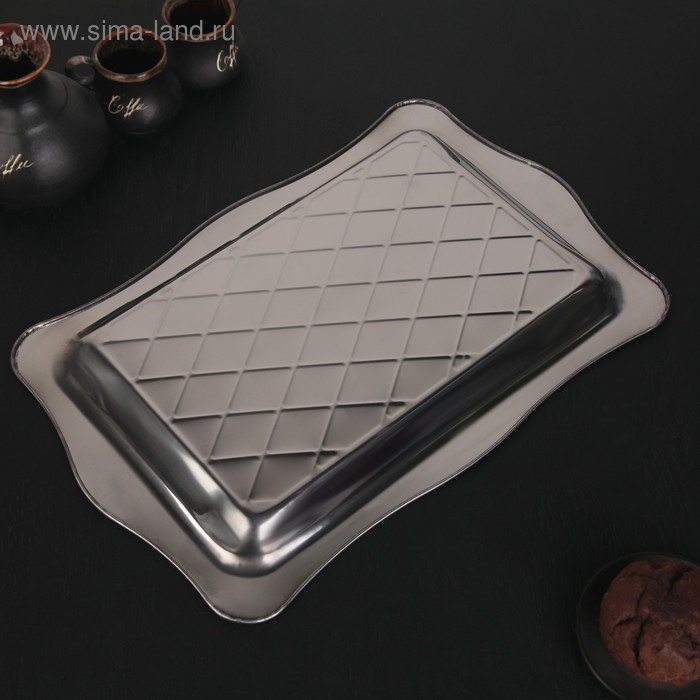 Поднос из нержавеющей стали, 42×28×3 см, цвет серебряный Поднос из нержавеющей стали, 42×28×3 см, цвет серебряный