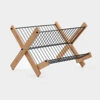 Сушилка для посуды Доляна Meli, 2 уровня, 39.5&times;34&times;27.5 см, бамбук, металл, чёрная