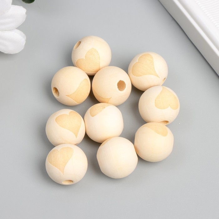 Бусина дерево для творчества Бусина дерево для творчества "Круглая. Сердце" d=1,8 см набор 10 шт