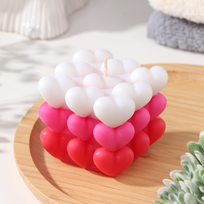 Свеча фигурная  Свеча фигурная "Бабл Сердце" 6 см, бело-розовая