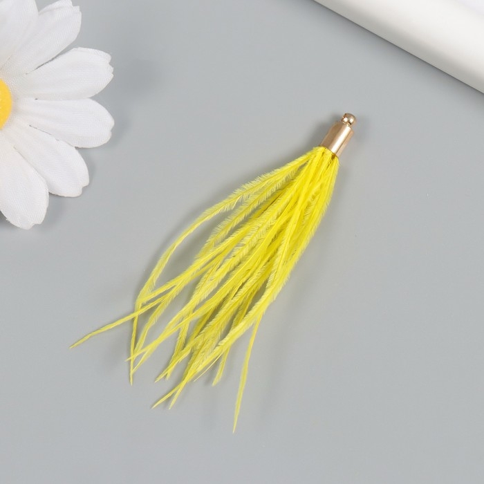Декор для творчества перо Декор для творчества перо "Кисть Страус" набор 2 шт жёлтый 9х0,5 см
