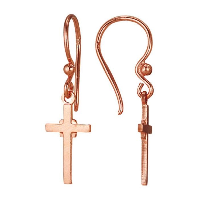 Серьги «Крестики», розовое золочение Серьги «Крестики», розовое золочение