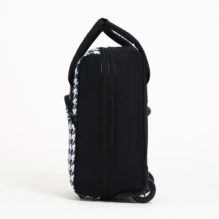 Чемодан малый 37 л (S) с сумкой, отдел на молнии, с расширением, цвет чёрный