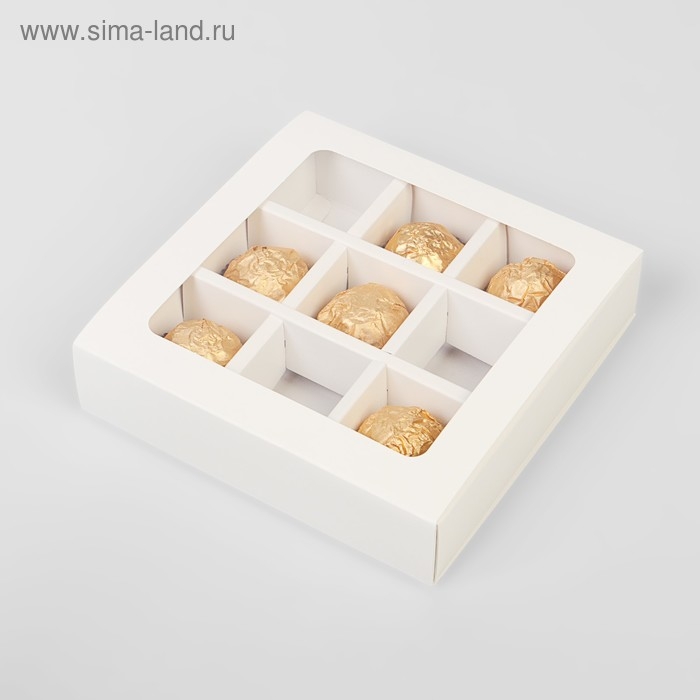 Упаковка для конфет 9 шт, 13,5 х 13,5 х 4 см, белый Упаковка для конфет 9 шт, 13,5 х 13,5 х 4 см, белый