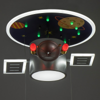 Светильник "Спутник" 1хLED 110Вт диммер+2х40Вт E14 серо-синий 68х55х33 см BayerLux