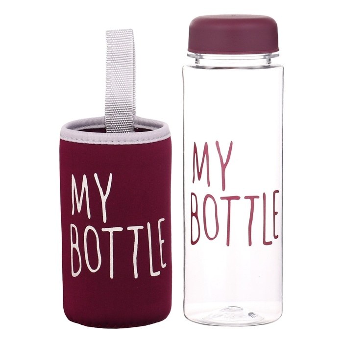 Бутылка для воды, 500 мл, My bottle, 19.5 х 6 см, чехол в комплекте, бордовая Бутылка для воды, 500 мл, My bottle, 19.5 х 6 см, чехол в комплекте, бордовая