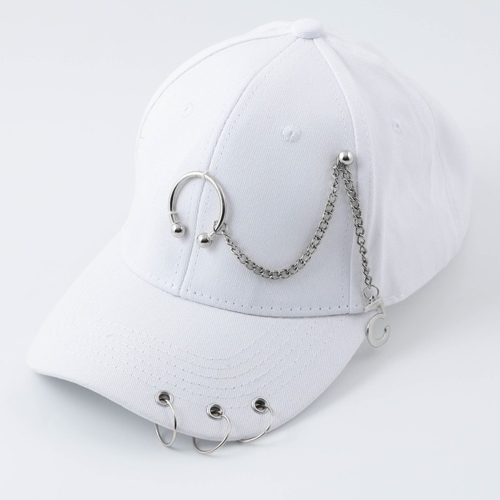 Кепка женская с кольцами, цвет белый, р-р 56
