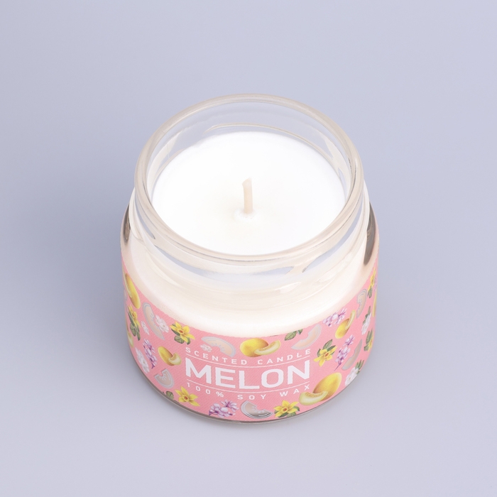 Свеча ароматическая в банке  Свеча ароматическая в банке "Сочная дыня", совый воск, 80 г